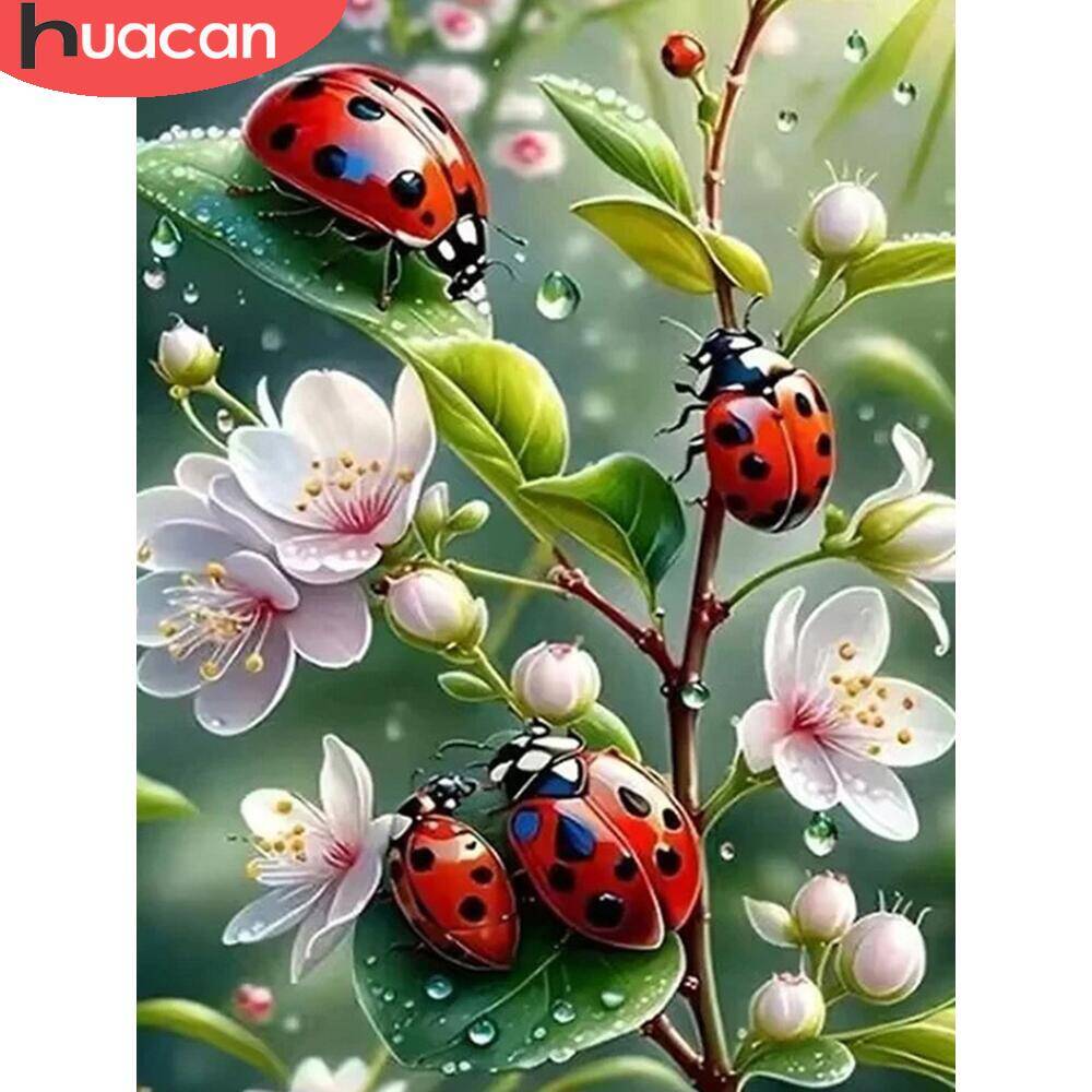 Embroidery Lady Bug - لوحة ماسية ، ديكور منزلي ،