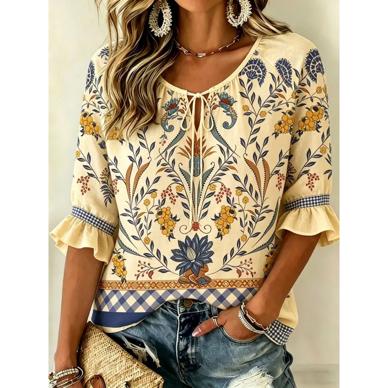 Embroidery Online - بلوزة نسائية لفصلي الربيع والصيف بطباعة