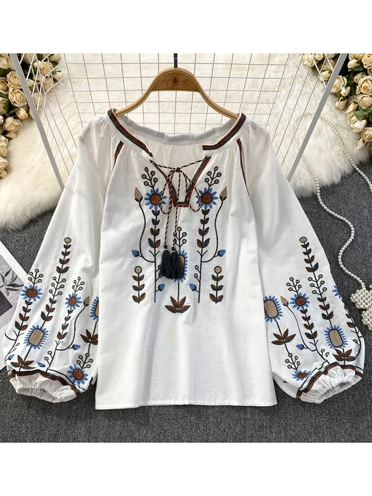المرأة الربيع بلوزة العرقية نم - مراجعة Embroidery Cotton Shirt وسعره