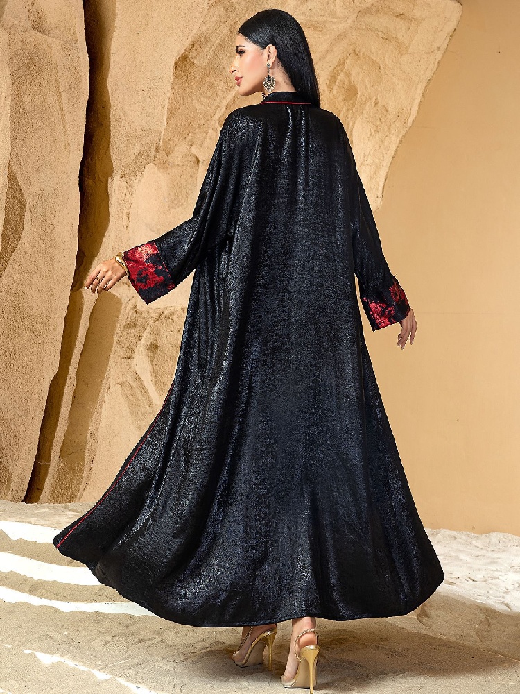 أسود أحمر مفتوح كيمونو عباية د - مراجعة Embroidery Kebaya وسعره